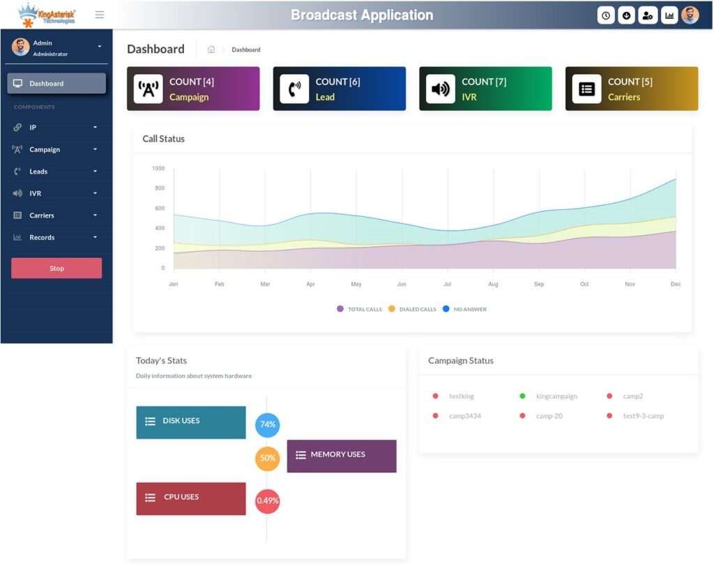Voice broadcasting Dashboard