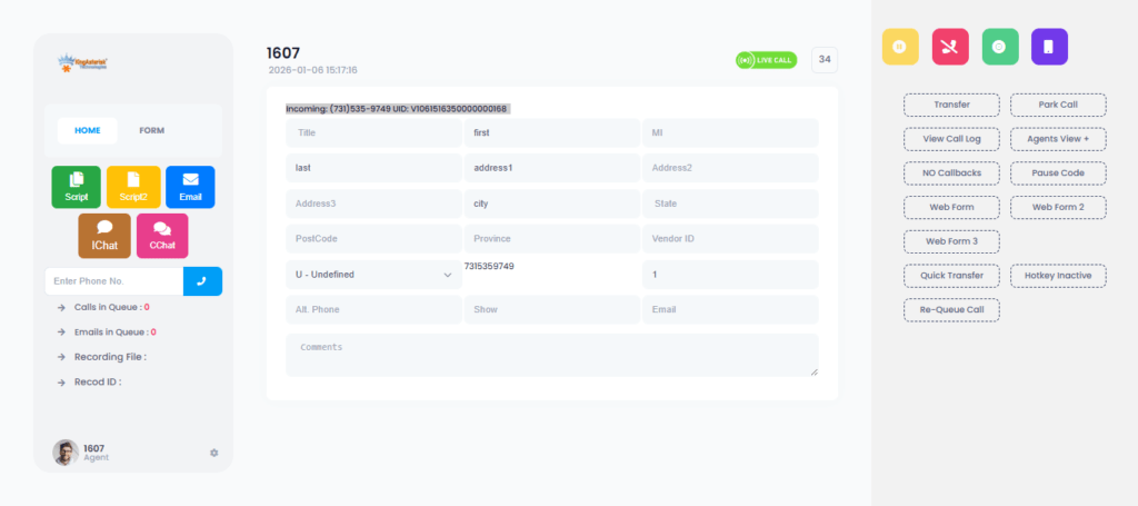 White label vicidial agent Skin UI