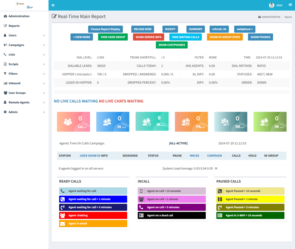 vicidial real-time main report