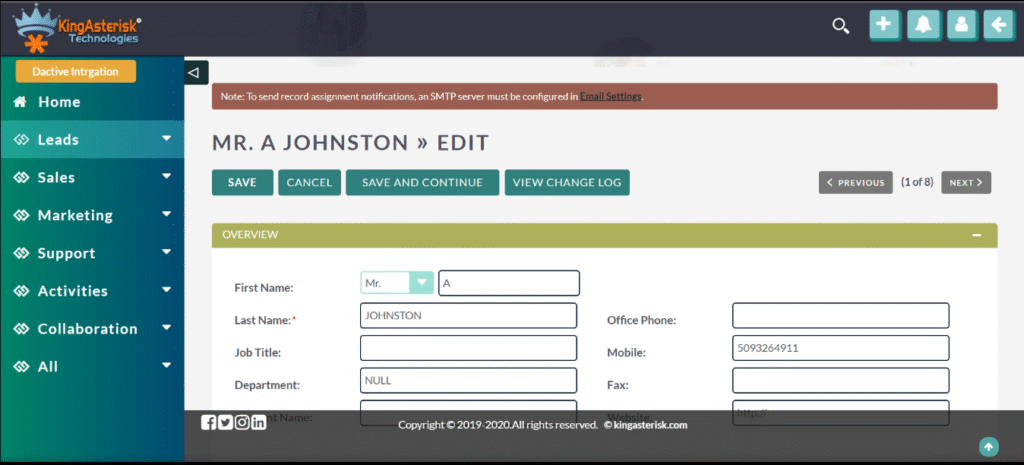 CRM Integration - leads