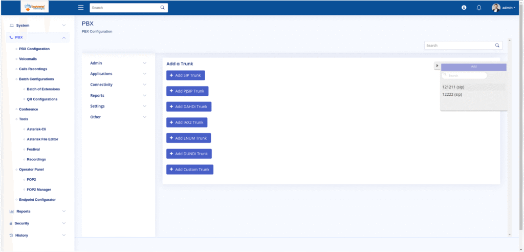 PBX configured