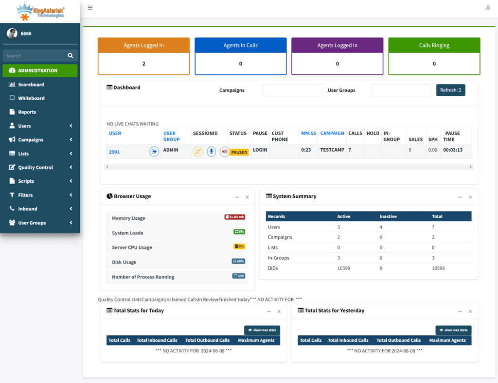  No Outbound Calls in VICIdial