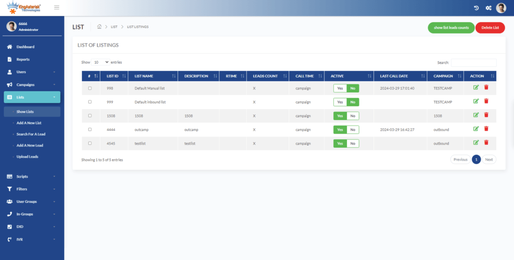 VICIdial admin user and permission management for cluster setup