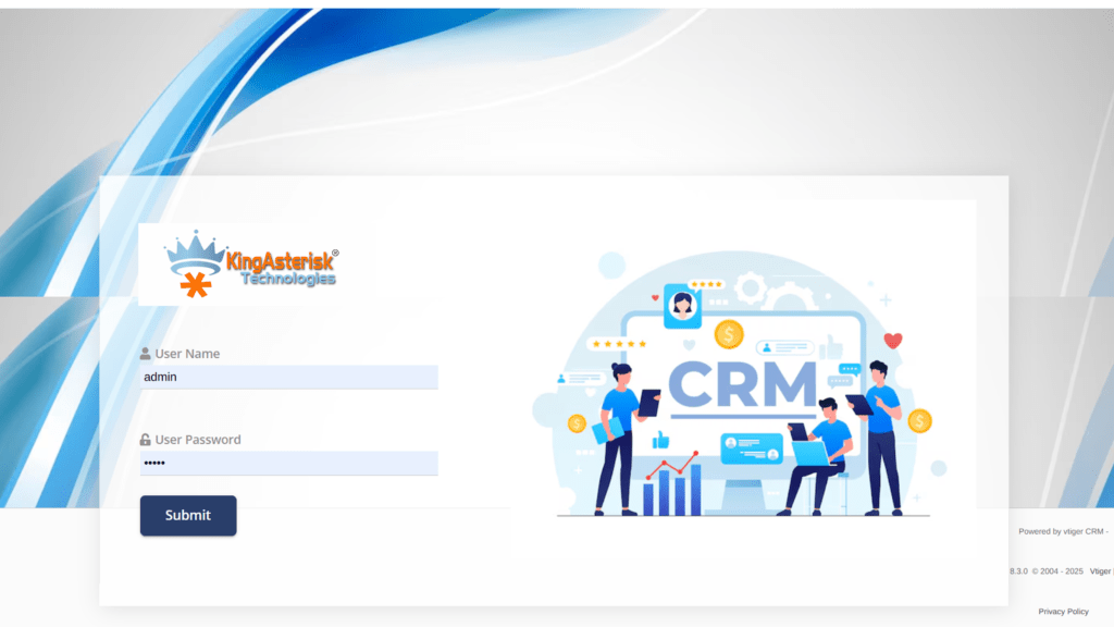 CRM dialer admin login