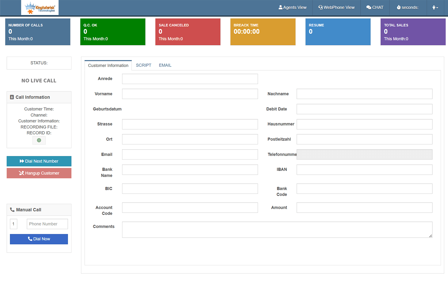 Vicidial Agent Screen