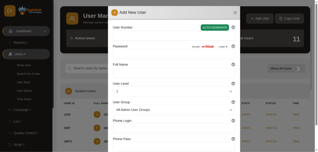 How to Create a User in VICIdial