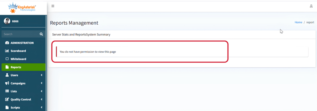 VICIdial “You Do Not Have Permission to View This Page”