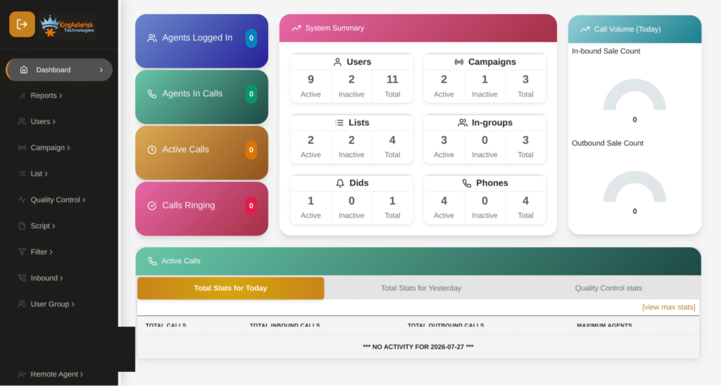 Custom VICIdial Admin Dashboard