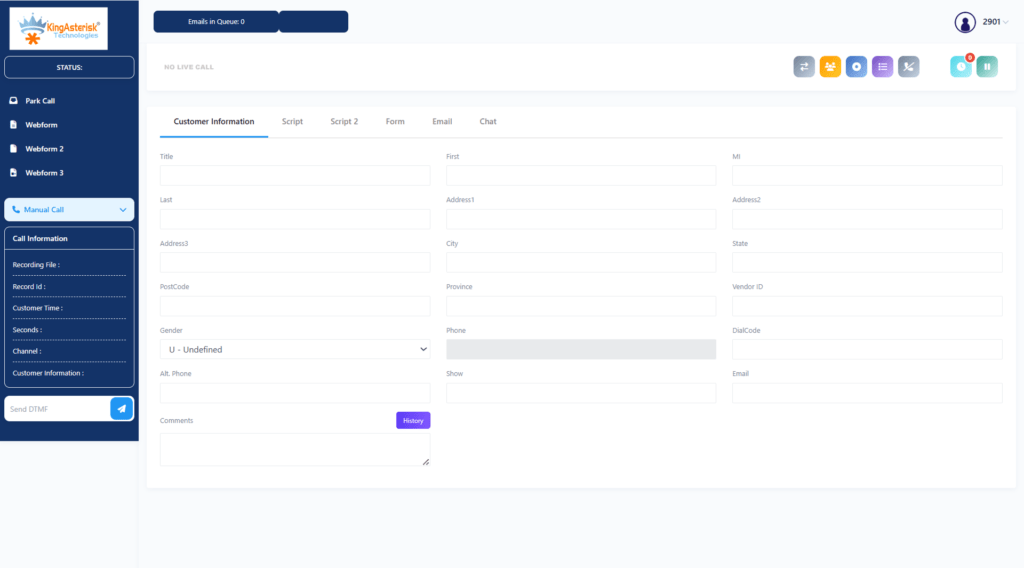 VICIdial agent screen for Agent API integration