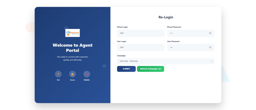 VICIdial Agent Login Screen 2