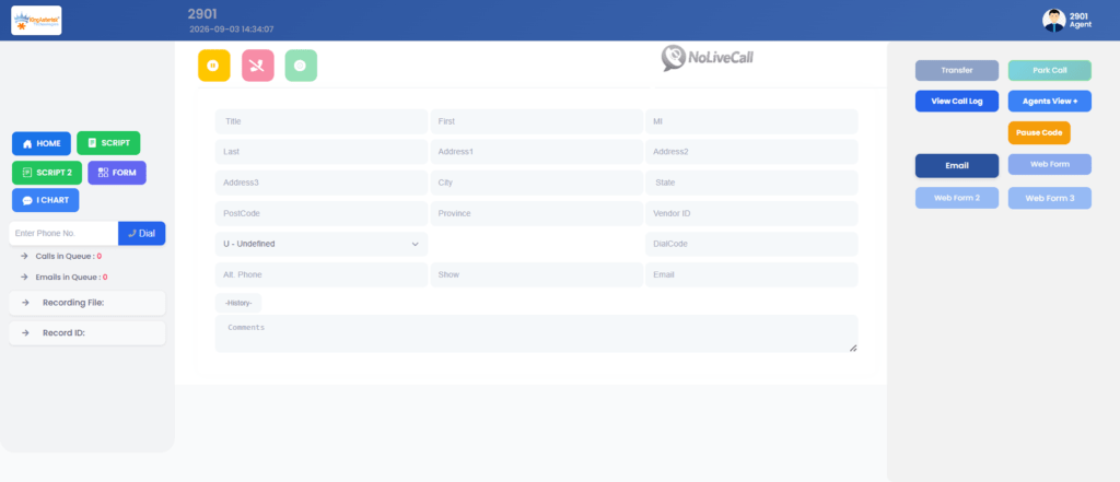 VICIdial agent Screen 2